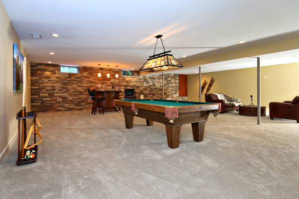 Louisville Basement Remodel With A Pool Table in The Middle of The Roomm