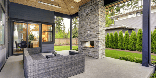 Outdoor fireplace on a patio in Louisville KY